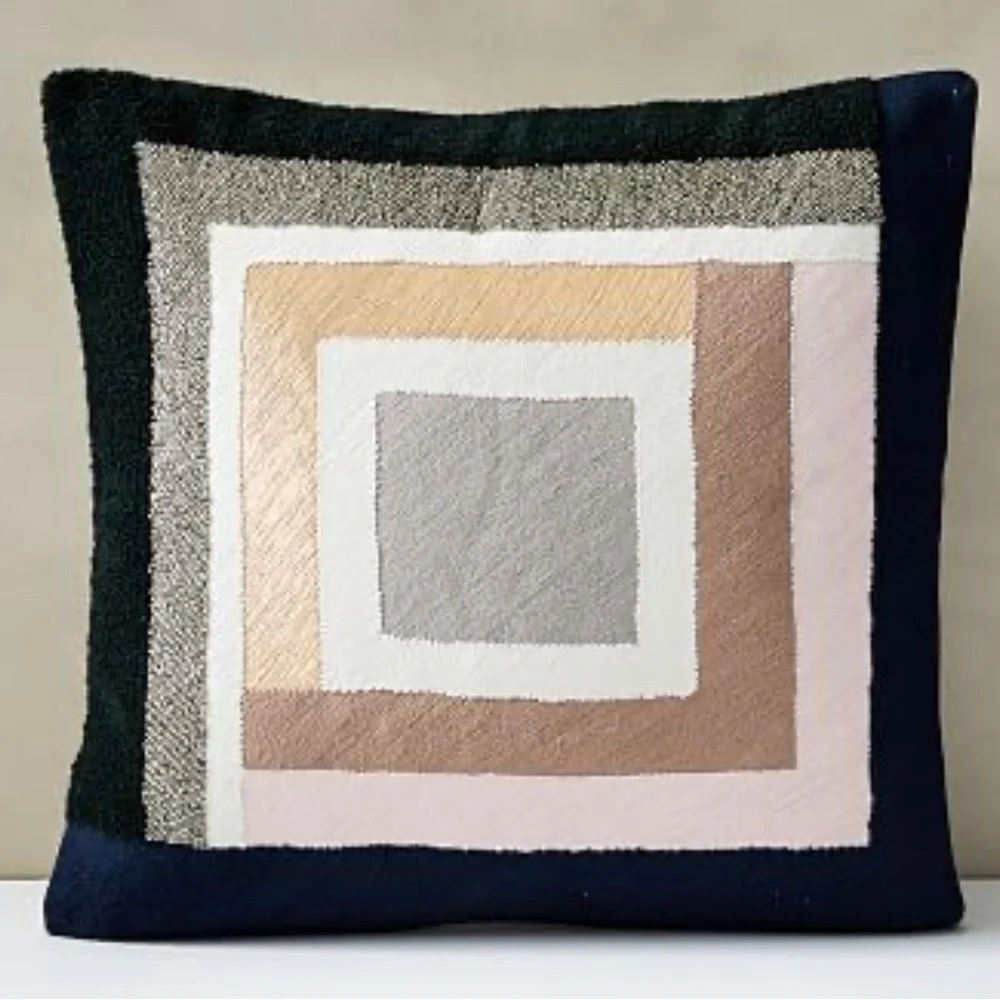 West Elm Embellished pillow cover multi colorblock
